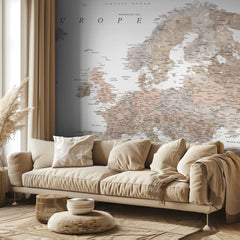 Kartor Taupe detailed map of Europe – kvalitetsprodukt för ett vackrare och mer hållbart hem