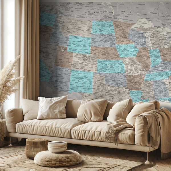 Highly detailed map of the United States, Romy - vattenfärgskarta över USA bild 2
