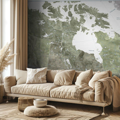 Kartor Detailed map of Canada in green watercolor – kvalitetsprodukt för ett vackrare och mer hållbart hem