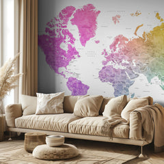 Kartor Watercolor world map with countries Leo – kvalitetsprodukt för ett vackrare och mer hållbart hem