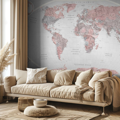 Classic world map in watercolor, Piper rumsbild 3