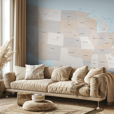 Isolated map of the United States with States and State capitals rumsbild 3