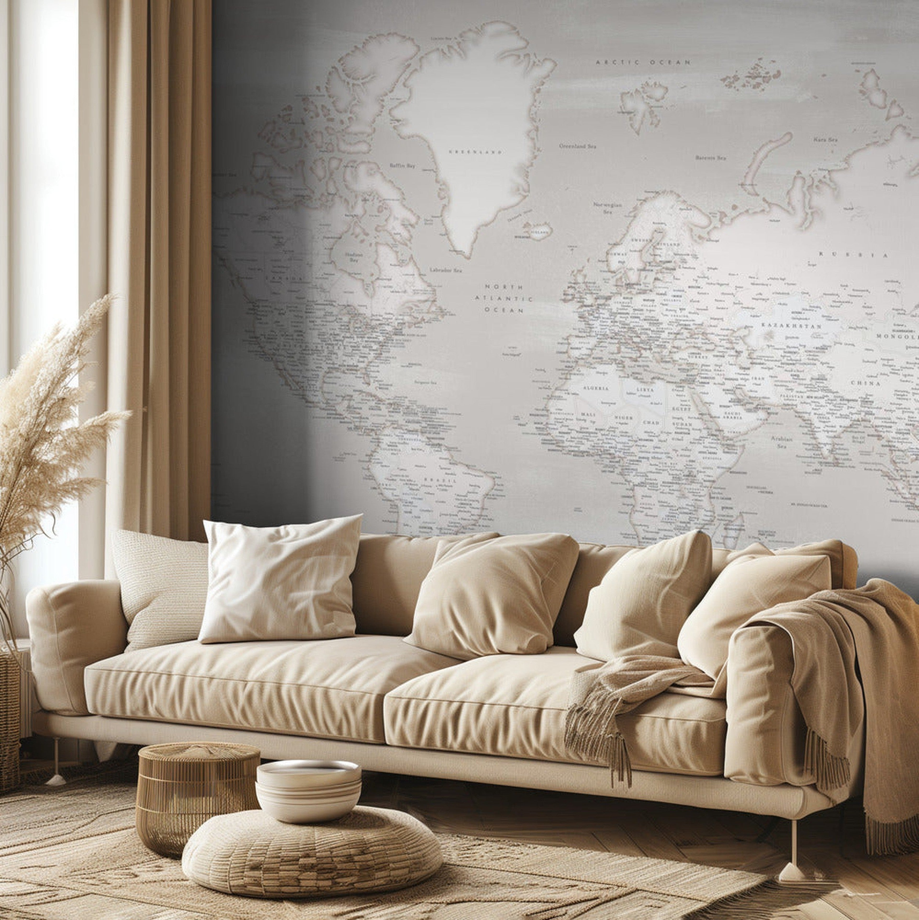 Detailed world map with cities, Maeli warm