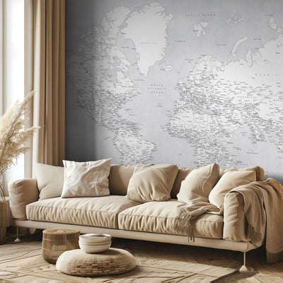 Detailed world map with cities, Siv rumsbild 3
