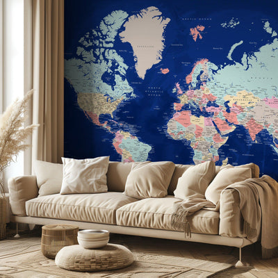 Detailed world map with cities, Powa rumsbild 3