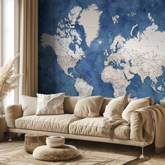 Textured Blue World Map