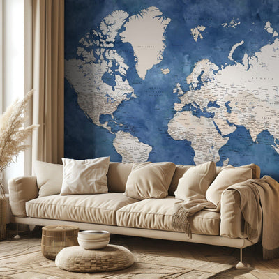 Detailed world map with cities, Sabeen rumsbild 3