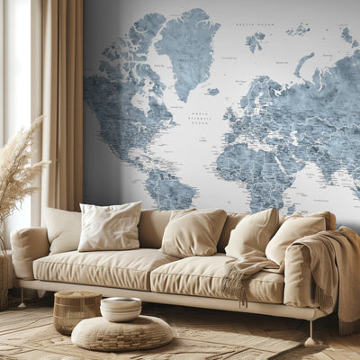 Detailed world map with cities, Ninian rumsbild 3