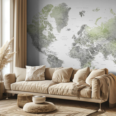 Detailed world map with cities, Hollace rumsbild 3