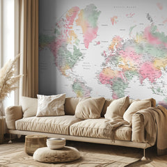 Soft Watercolor World Map