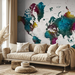 Vibrant Watercolor World Map