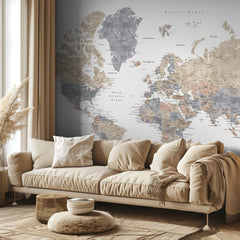 Kartor Watercolor world map with cities Gouri – kvalitetsprodukt för ett vackrare och mer hållbart hem