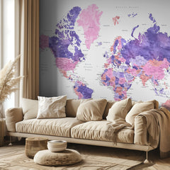 Pink Purple World Map