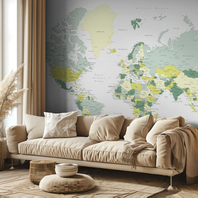 Green world map with cities, Kapueo rumsbild 3