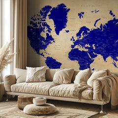 Kartor Rustic world map with cities Korinne – kvalitetsprodukt för ett vackrare och mer hållbart hem