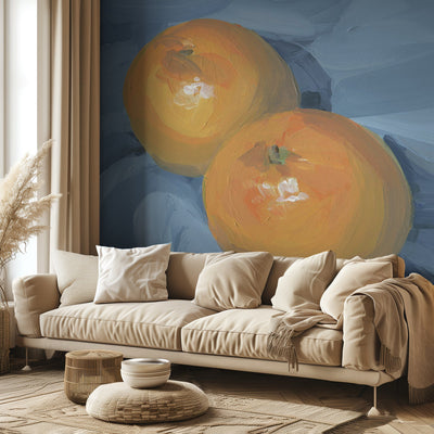 Appelsiner på blått rumsbild 2
