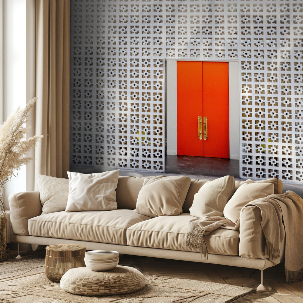 Parker Orange Doors and Breezeblock Wall