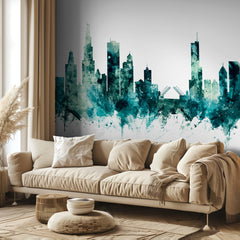 Teal Chicago Skyline