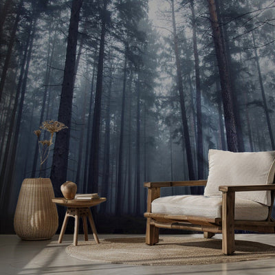 Mysterious foggy forest. rumsbild 3