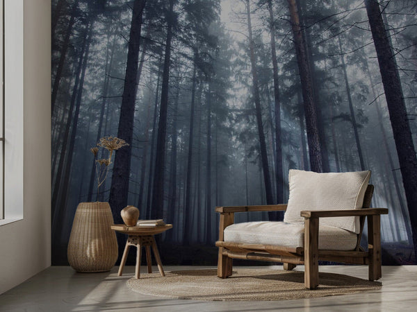 Mysterious foggy forest. miljöbild 3