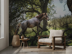 Sommar Hillside Horse - Häst i idyll fototapet – fototapet med unikt motiv som skapar en inspirerande fondvägg