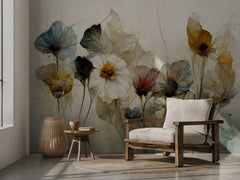 Konst Dry Flower Bouquet - Fototapet med akvarellmålad torkad blombukett – fototapet med unikt motiv som skapar en inspire...