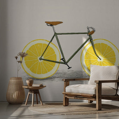 Zest - Photo wallpaper with bicycle and lemons in illustration rumsbild 2