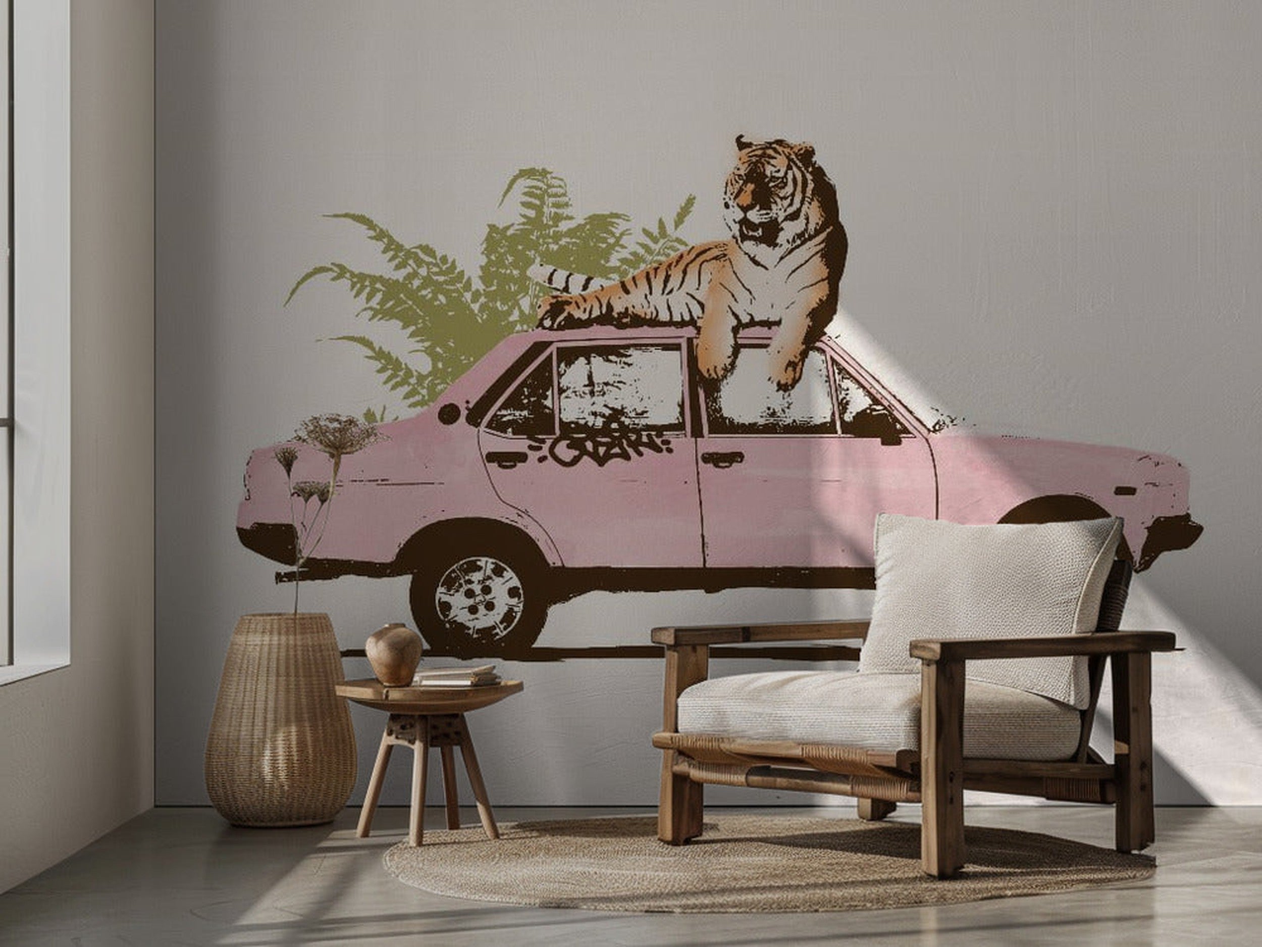 Tiger On Car