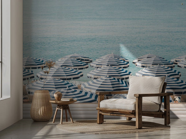Striped Beach Umbrellas – Fototapet med sommarstämning från Franska Rivieran bild 3