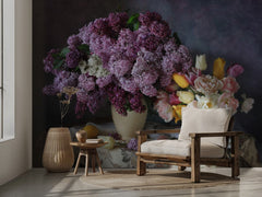 Blommor Still life with May bouquets – Elegant fototapet med vår i stilleben – fototapet med unikt motiv som skapar en ins...