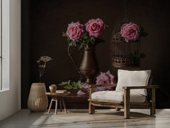 Blommor Vintage – Nostalgisk fototapet med rosor och vintage-charm – fototapet med unikt motiv som skapar en inspirerande ...