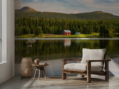 Serene Lake Red Cabin