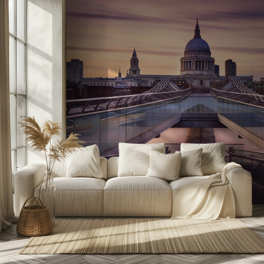 Millennium bridge leading towards St. Paul's church