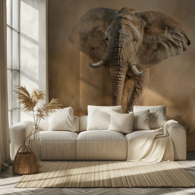 Desertstorm – Majestetisk fototapet med elefant i Namibias ørken rumsbild 2