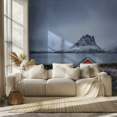 Red Cabin Winter Fjord