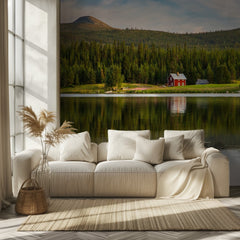 Serene Lake Red Cabin