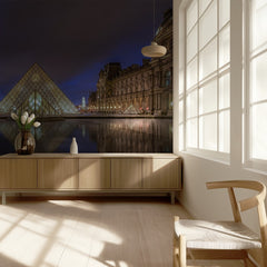 Glass Pyramid Night Reflection