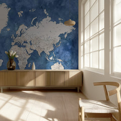 Textured Blue World Map