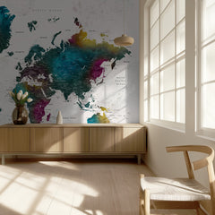 Vibrant Watercolor World Map