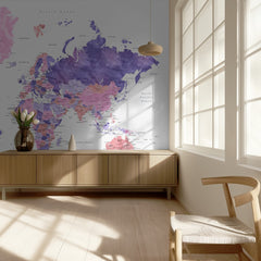 Pink Purple World Map