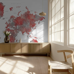 Red Gray World Map