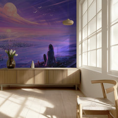 Girl Over Moonlit City