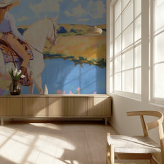 Cowgirl On White Horse