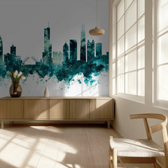 Teal Chicago Skyline