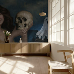 Smiling Woman Holding Skull