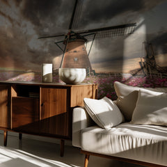 Dutch Windmill Cosmos Sunset