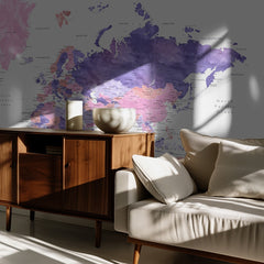 Pink Purple World Map