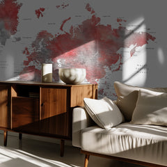 Red Gray World Map