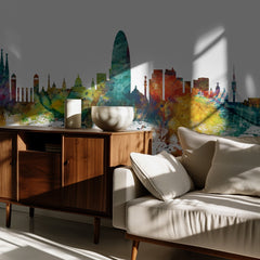 Barcelona Watercolor Skyline