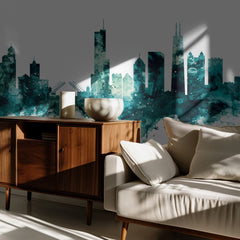 Teal Chicago Skyline